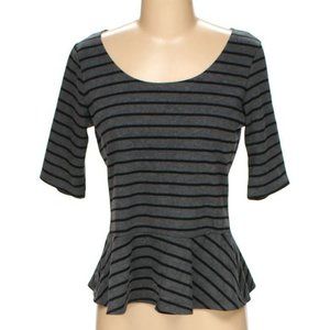 Sunny Leigh | Gray Striped Peplum Top